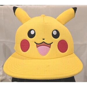 Pokemon Pikachu Yellow Snapback Hat Cap Ears Nintendo Game 3D‎ Mesh Back Trucker